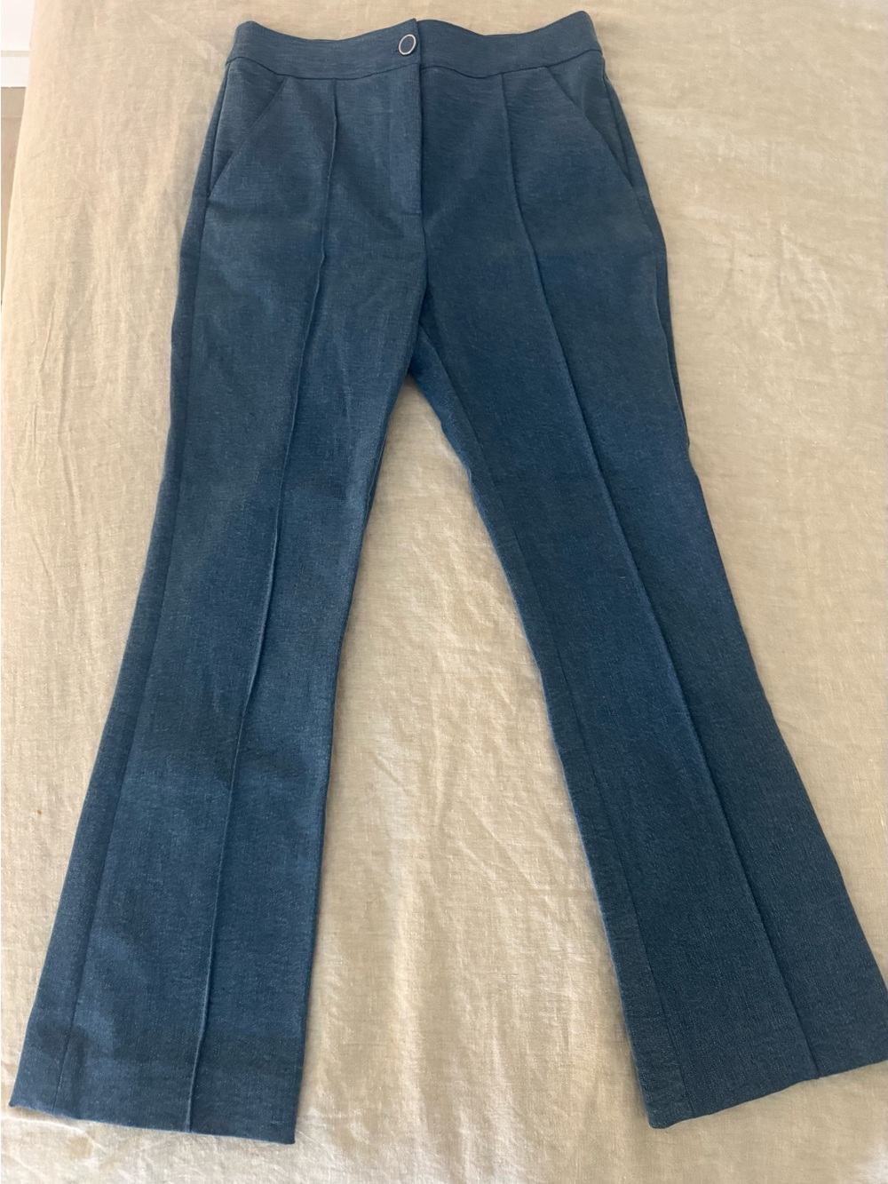 Veronica Beard Dark Teal Cropped Flare Pants